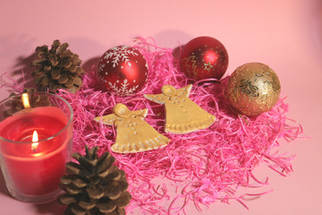 new year's and Christmas decoration in red colors 