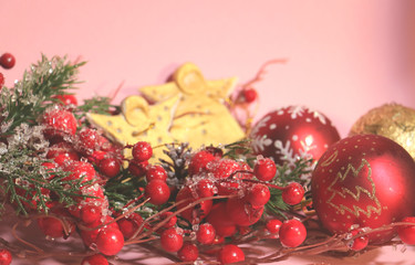 new year's and Christmas decoration in red colors 