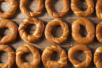Turkish bagel on wooden background