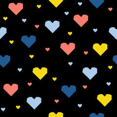 Abstract handmade heart seamless pattern background. Childish handcrafted heart wallpaper for design wedding card, valentine's day invitation, album, holiday wrapping paper, bag print, t shirt etc.