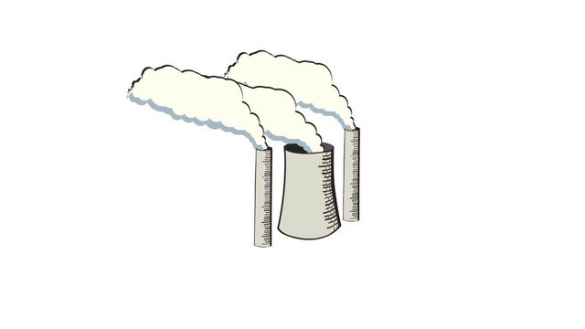 Loop animation of smoking industrial chimneys  