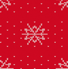 Knitted snowflake seamless pattern vector. Holiday background