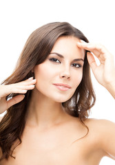 Naklejka premium Portrait of beautiful woman, on white