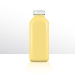 Plastic bottle for beverages or medicine. Plastic cup mockup