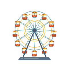Children's entertainment playground, recreation park. Funfair with ferris wheel.