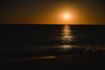 Sunset from the beach in Portugal