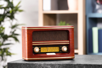 Stylish radio receiver on office table