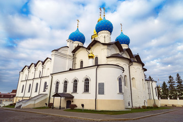 Fototapeta na wymiar The Annunciation Cathedral is located on the territory of the Kazan Kremlin, Republic of Tatarstan, Russia. Medieval Cathedral, historical and cultural sights