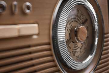 Retro radio receiver, closeup