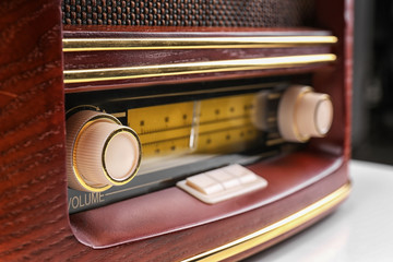 Retro radio receiver, closeup