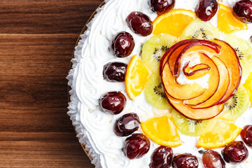 Fruit cake with creme