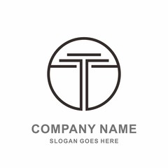 Geometric Square Letter T Pillar Building Architecture Attorney Law Firm Business Company Stock Vector Logo Design Template