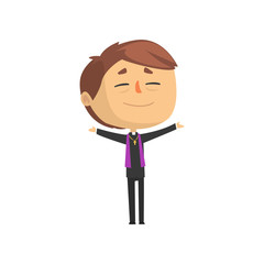Young catholic priest character preaching, holy father cartoon vector illustration