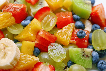 Delicious fruit salad, closeup