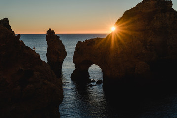 Sunrise at a cave in Portugal
