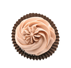 Delicious cupcake on white background