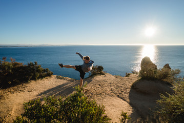 Man doing Capoeira in Portugal