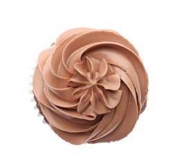 Delicious cupcake on white background