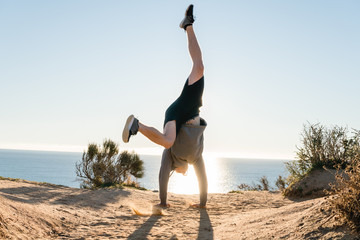 Man doing Capoeira in Portugal