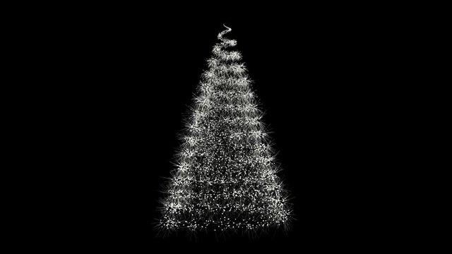 PNG alpha Christmas Tree particles animation.Make your Christmas Card and New Year Eve perfect adding Growing Christmas Tree animation.Type 3 Center