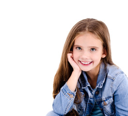 Portrait of adorable smiling happy little girl child isolated