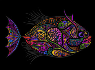 Color vector fish from various patterns