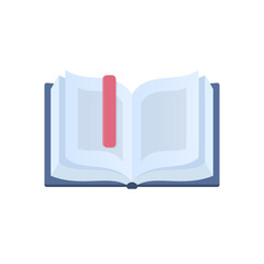 Open and interesting book with a bookmark. Education, learning.