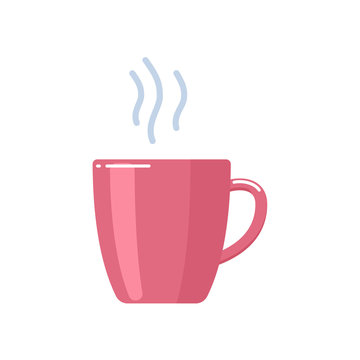 pink mug steaming white background clip art preview