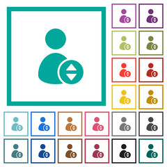 Move user account flat color icons with quadrant frames