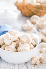 Fresh champimgon mushrooms, raw fungi