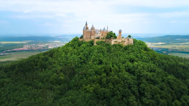 Hohenzollern Castle, Germany. Aerial FPV drone flights.
