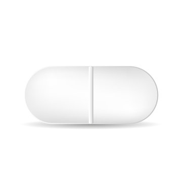 An Oval Pill Or Tablet Isolated On The White Background. Medicine And Drugs Vector Illustration.