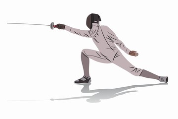 illustration of a fencer , vector draw - obrazy, fototapety, plakaty