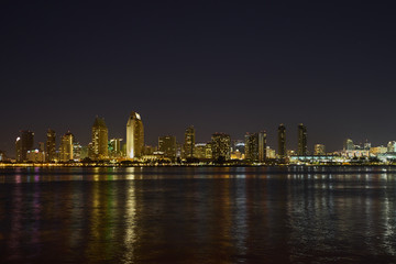 Fototapeta na wymiar San Diego Skyline at dusk and during the golden hour
