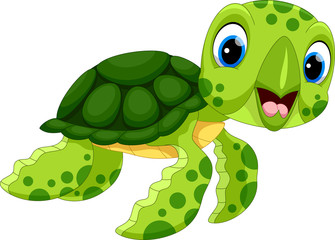 Fototapeta premium Vector illustration of cute turtle cartoon isolated on white background