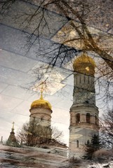 Architecture of Moscow Kremlin. Popular landmark. UNESCO World Heritage Site. Color photo.