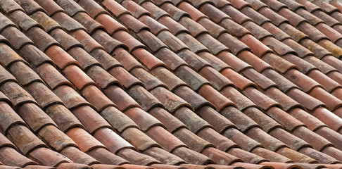  roof tile background - old ceramic tiled roof closeup