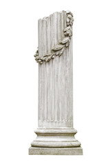 Old stone column isolated on white