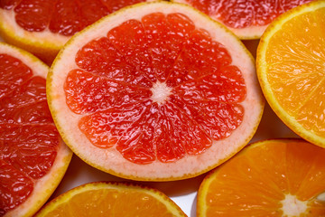 background of greyfruit, orange and lemon 
