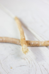 Miswak or siwak - arabian toothbrush for tooth cleaning on white.