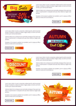 Big Autumn Sale New Offer Discounts Vector Posters