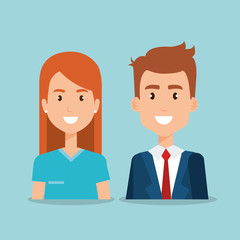 couple of professional workers vector illustration design