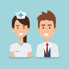 Obraz premium couple of professional workers vector illustration design