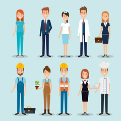 group of professional workers vector illustration design