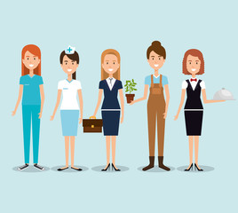 group of professional workers vector illustration design