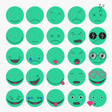 Smileys funny funny green vector set of Eps 10