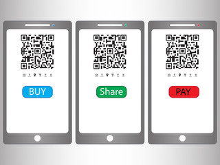 Vector design qr code payment , online shopping , cashless technology concept. Digital pay without money , using for mobile phone application to scan qr code .