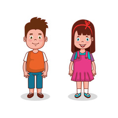 little kids group avatars characters vector illustration design