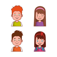 Obraz na płótnie Canvas little kids group avatars characters vector illustration design
