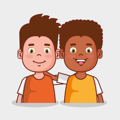 little kids group avatars characters vector illustration design